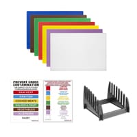 Hygiplas Low Density Chopping Boards - 450x300x10mm Set of 7 & Rack