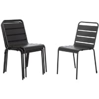 Bolero Slatted Steel Side Chairs Grey (Pack of 4)