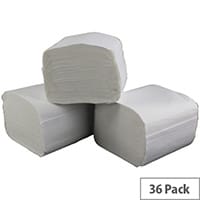 2Work Pack of 36 Bulk Pack Dispenser Toilet Tissues Refills White 250 Sheets per Sleeve T34434