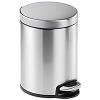 Durable Round Stainless Steel Pedal Bin 5 Litre Silver 340023