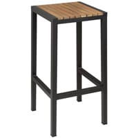 Bolero Black Steel & Acacia Wood Bar Stools (Pack of 2)