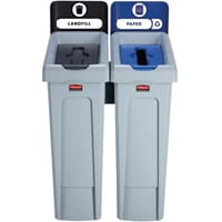 Rubbermaid Slim Jim 2 Stream Recycling Station Black/Blue 2057605
