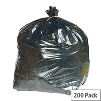 2Work Pack of 200 Black Extra Heavy Duty Refuse Sacks 90L KF76961
