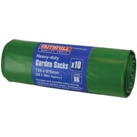 Faithfull Heavy-Duty Garden Sacks Strong, Roll of 10, Green Single Pack