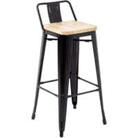 Bolero Bistro Backrest High Stools with Wooden Seat Pad Black (Pack of 4)