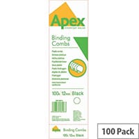 Fellowes Apex Plastic Comb Black 12mm Pack of 100