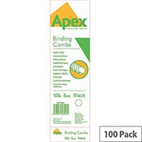Fellowes Apex Plastic Comb Black 6mm Pack of 100