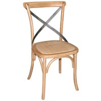 Bolero Natural Bentwood Chairs with Metal Cross Backrest (Pack of 2)