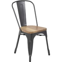 Bolero Bistro Side Chairs with Wooden Seat Pad Gun Metal (Pack of 4)