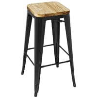Bolero Bistro High Stools with Wooden Seat Pad Black (Pack of 4)