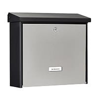 Burg Wachter 6867 London Black & Silver Stainless Steel with Black Coating Post Box H320 xW377xD115mm