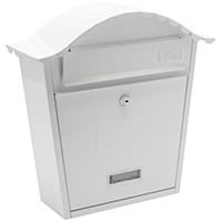 Burg Wachter MB01 White Classic Wall Mounted Galvanised Steel Lockable Weather Resistant Post Box H370 xW363xD134mm