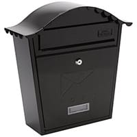 Burg Wachter MB01 Black Classic Wall Mounted Galvanised Steel Lockable Weather Resistant Post Box H370 xW363xD134mm