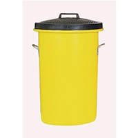 Heavyweight Cylindrical Dustbin Storage Bin/Lid/Handles 100L Yellow 311970