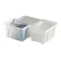 Topstore 24 Ltr Clear Storage Boxes Pack Of 1 Transparent Plastic Containers