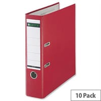 Leitz 180 Polypropylene A4 80mm Red Lever Arch File Pack of 10