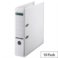 Leitz 180 Polypropylene A4 80mm White Lever Arch File Pack of 10