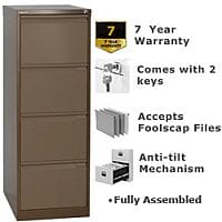 4 Drawer Steel Filing Cabinet Flush Front Coffee Brown Bisley BS4E