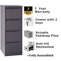 4 Drawer Steel Filing Cabinet Flush Front Graphite Bisley BS4E