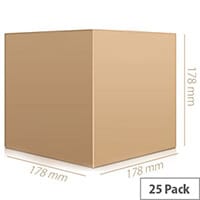 Single Wall 178x178x178mm Brown Corrugated Dispatch Packing Cardboard Boxes (Pack of 25)