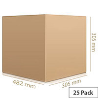 Single Wall Brown Corrugated Packing Cardboard Boxes WxHxD 482x305x305mm (25 Pack) Ref SC-18