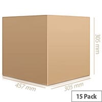 Double Wall Brown Corrugated Dispatch Packing Cardboard Boxes WxHxD 457x305x305mm (Pack of 15) Ref SC-64
