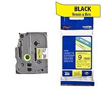 Brother TZ621 P-touch TZ Tape 9mm x 8m Black on Yellow
