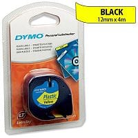 Dymo LetraTag Tape Plastic 91202 12mm x 4m Hyper Yellow S0721620