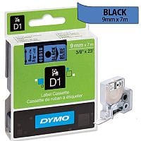 Dymo D1 Tape 40916 9mm x 7m Black on Blue