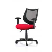 Camden Medium Back Black Mesh Task Operator Office Chair With Fixed Arms & Bergamot Cherry Seat