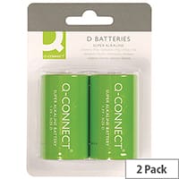 Q-Connect Super Alkaline D Batteries Pack of 2