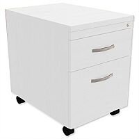 Mobile Filing Pedestal 2-Drawer White  - Universal Storage Can Be Used Alone Or Accompany The Switch, Komo or Ashford Ranges