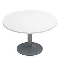 Kito White Meeting Room Round Table Silver Trumpet Base Dia1200xH725mm