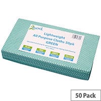 2Work Pack of 50 All Purpose Cleaning Cloths Green
