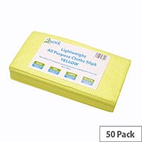 2Work Pack of 50 All Purpose Cleaning Cloths Yellow