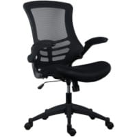 Deluxe Executive High Back Mesh Office Chair - Fold-Up Armrests - Tilt Back - Adjustable Padded Seat - Black - Ergonomic Comfort for Workspaces