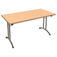 Folding Table Rectangular Chrome Legs 25mm Top W1500xD750xH725mm Beech Morph Fold