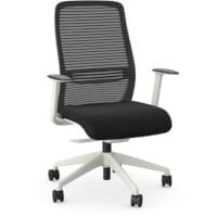 NV Ergonomic Posture Office Chair - Contoured Breathable Mesh Back - Adjustable Lumbar Support - White Frame - Black Seat