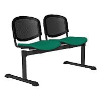 OI Series 2-Seater Bench With Black Mesh Back & Fabric Upholstered Seat Aqua Green E050