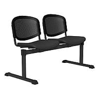 OI Series 2-Seater Bench With Black Mesh Back & Vinyl Upholstered Seat Black L001