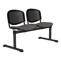 OI Series 2-Seater Bench With Black Mesh Back & Vinyl Upholstered Seat Grey L011