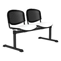 OI Series 2-Seater Bench With Black Mesh Back & Vinyl Upholstered Seat White L022