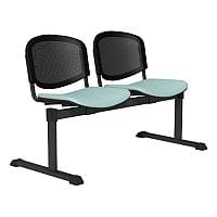 OI Series 2-Seater Bench With Black Mesh Back & Vinyl Upholstered Seat Light Blue L033