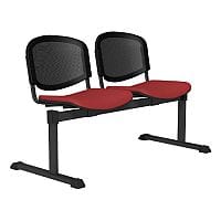 OI Series 2-Seater Bench With Black Mesh Back & Vinyl Upholstered Seat Red L090