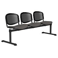 OI Series 3-Seater Bench With Black Mesh Back & Vinyl Upholstered Seat Grey L011