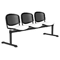 OI Series 3-Seater Bench With Black Mesh Back & Vinyl Upholstered Seat White L022