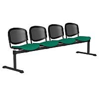 OI Series 4-Seater Bench With Black Mesh Back & Fabric Upholstered Seat Aqua Green E050