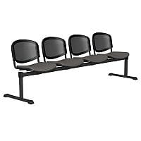 OI Series 4-Seater Bench With Black Mesh Back & Vinyl Upholstered Seat Grey L011