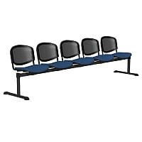 OI Series 5-Seater Bench With Black Mesh Back & Fabric Upholstered Seat Blue E030
