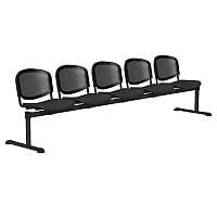 OI Series 5-Seater Bench With Black Mesh Back & Vinyl Upholstered Seat Black L001